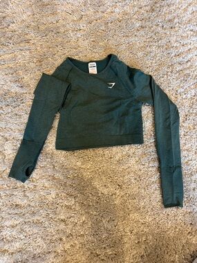 Gymshark Forest Green Seamless Long Sleeve Crop Top